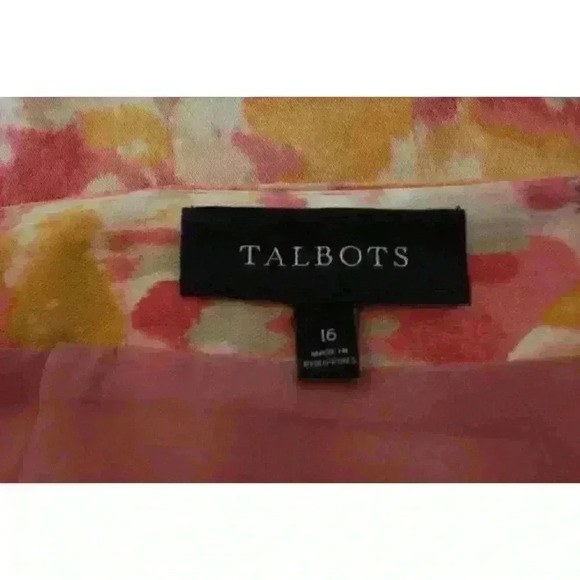 Talbots Pink Yellow A Line Canvas Midi Cotton Blend Lined Skirt Women's Size 16 - Picture 8 of 12